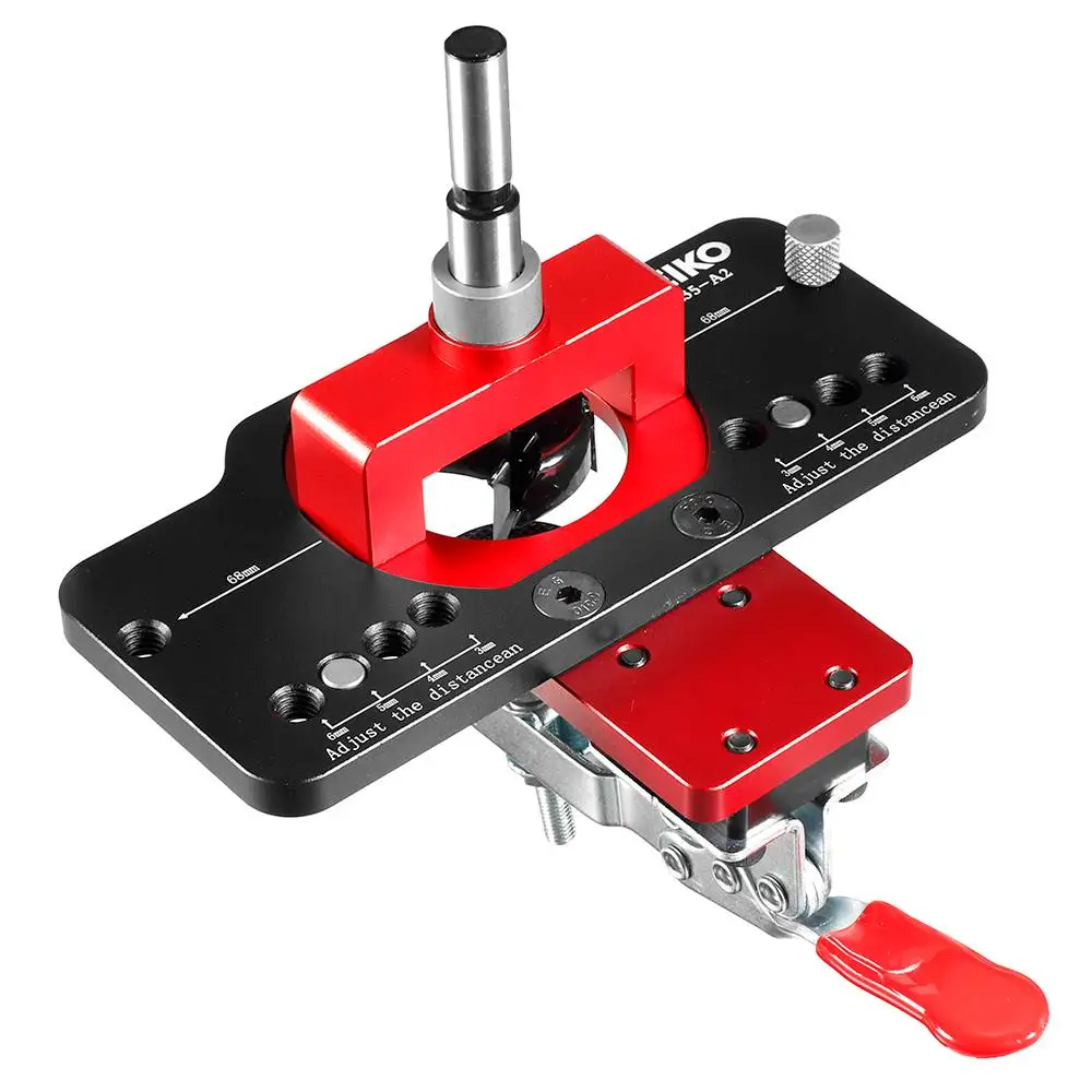 VEIKO Aluminum Alloy 35mm Hinge Boring Hole Drill Guide Hinge Jig with Clamp For Woodworking Cabinet Door Installation