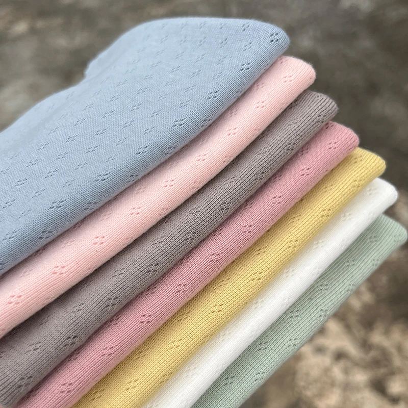 Reine Baumwolle Jacquard Stoff Sommer Gestrickte Mesh Atmungsaktive Tuch für Baby Kleidung Unterwäsche Designer Diy Nähen Material
