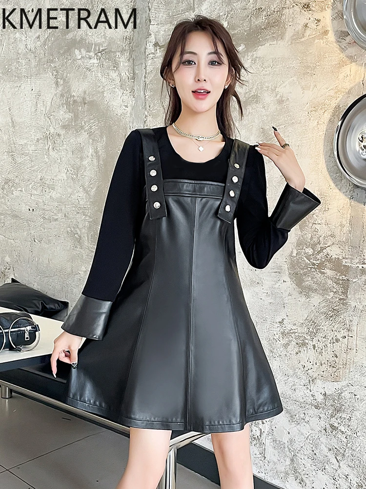 100% Top Layer Sheepskin Dress Woman Fashion Sleeveless Real Leather Dresses New in Outerwears Autumn Clothes 2025 Women Овчина