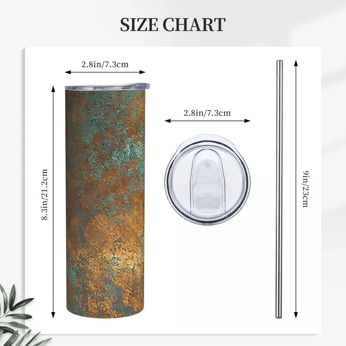 Oxidized Copper Stainless Steel Tumbler Vacuum Insulated Mug Thermal Cold Cup Straw With Lid 20oz