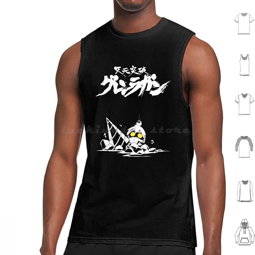 Tengen Toppa 02 Tank Tops Print Cotton Tengen Toppa Gurren Lagann Trigger Manga Anime Simon Kamina Yoko Nia Flcl