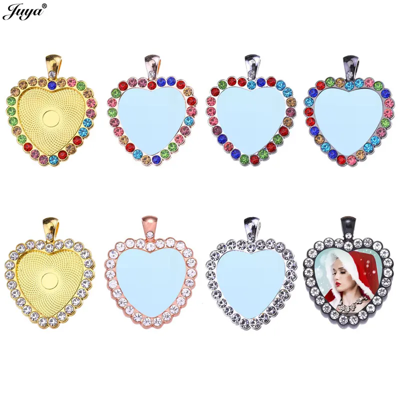 20pcs/set Blank Sublimation Pendant Base 25mm Heart Cabochon Bezels Tray Charms For DIY Heat transfer Jewelry Making Accessories