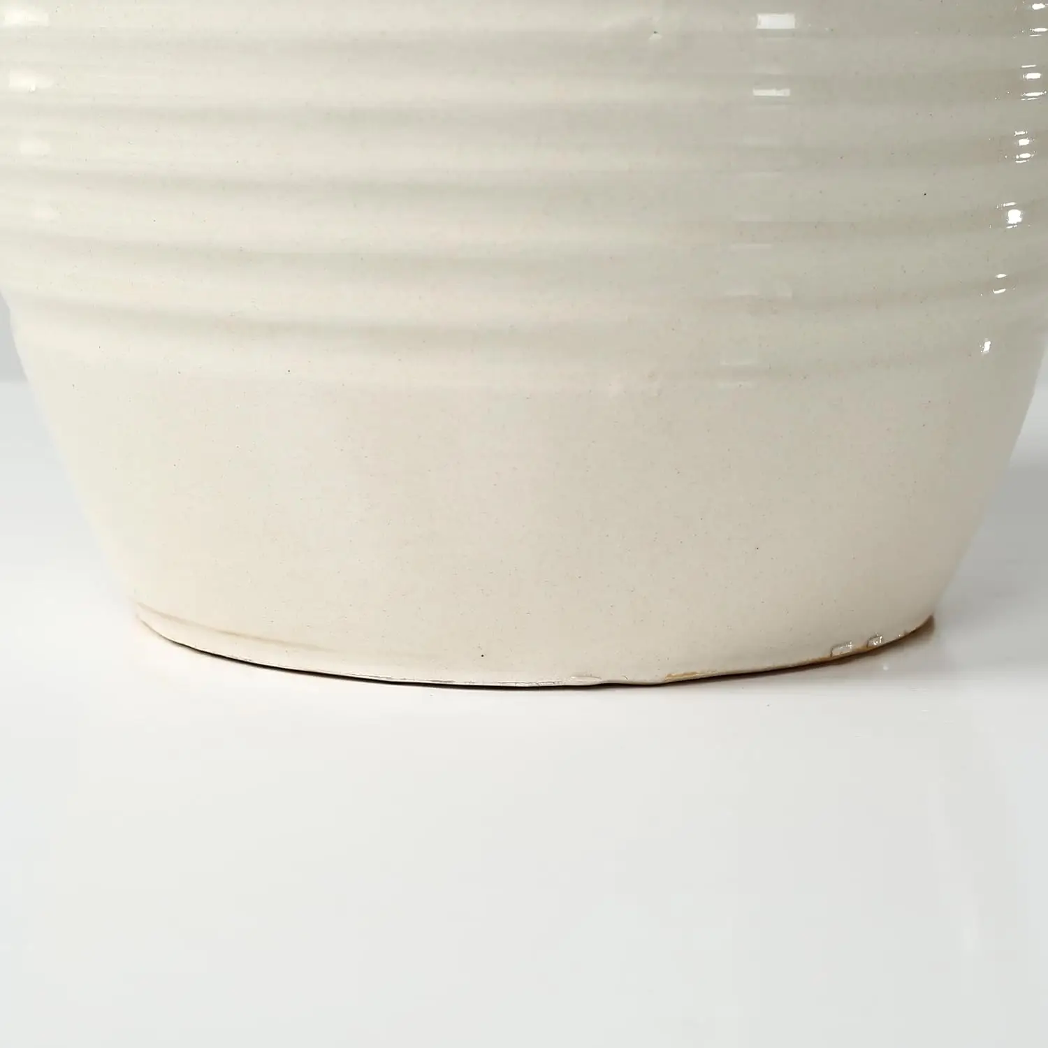 Approx. 14 Inches High Off White Ceramic Coil Pot