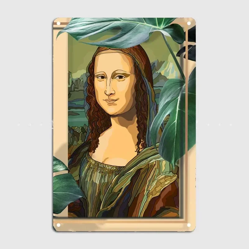 Metal Signs Vintage Home Decoration Accessories Vintage Mona Lisa Poster Bar Cafe Game Room Bathroom Decoration Metal Wall Art