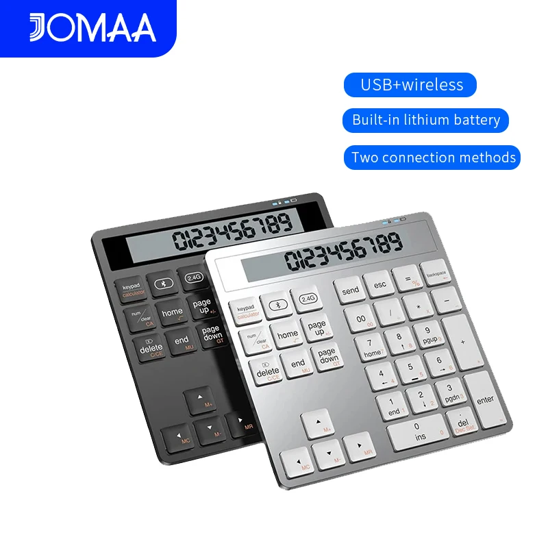 

Bluetooth 2.4G Wireless Numeric Keypad with Display Calculator Portable Financial Calculation 2in1 for Laptop Desktop PC