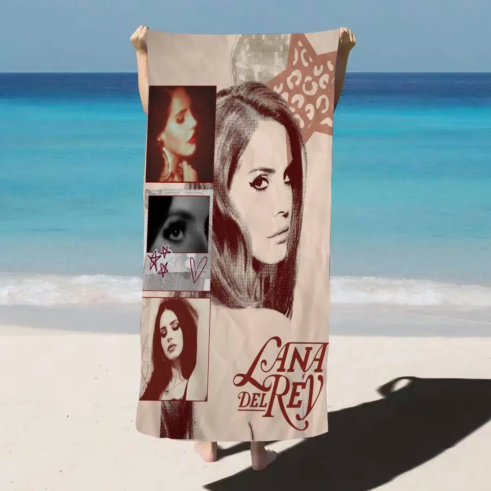L-Lana Del Rey Singer Beach Towel Colorful Bath Towels for Girl Microfiber Quick Dry Custom Sand Free Beach Yoga Spa Gym Pool