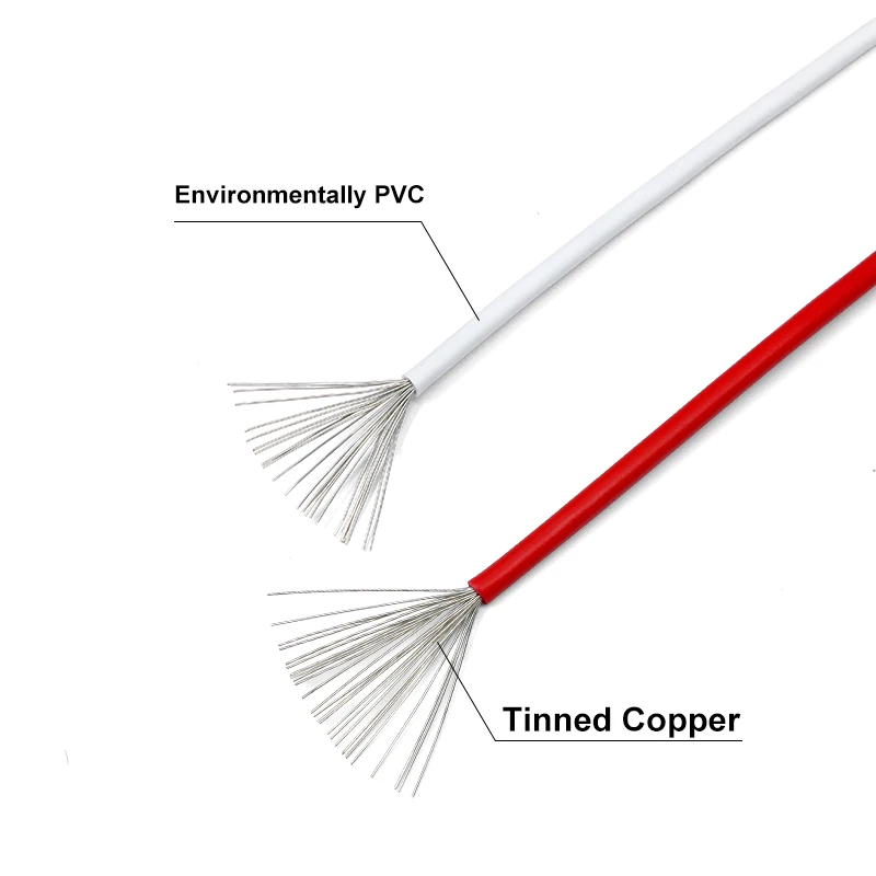 5 ~ 100m 300V Stranded Electric Wire 1007 PVC Insulated 16/18/20/22/24/26/28/30 AWG Tinned Plating Copper Cable for DIY LED Line