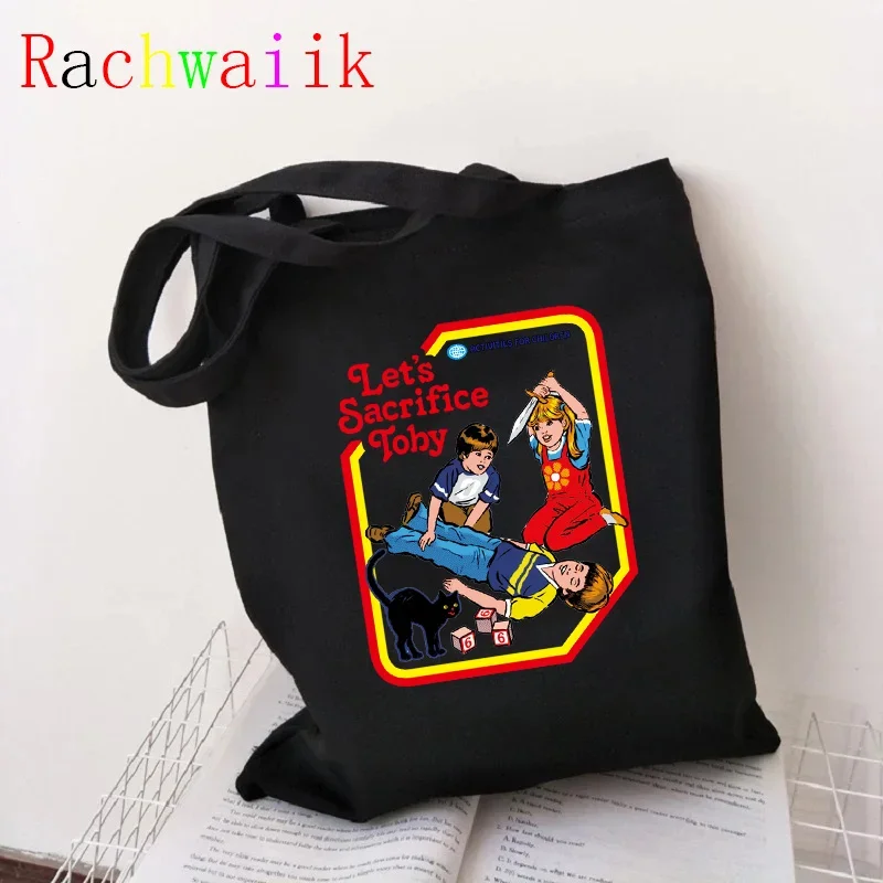 Satan Shopping Bag Graphic Tote Vintage Harajuku Shopper Bag Women Canvas Shoulder Bag Female Ulzzang Funny Eco Large-capacity