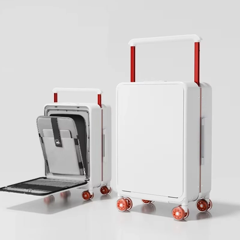 

Front Opening Suitcase Deep Warehouse Large Capacity Wide Handle Trolley Bags with Colorful Spinner Wheel 20/24" Rolling Luggage