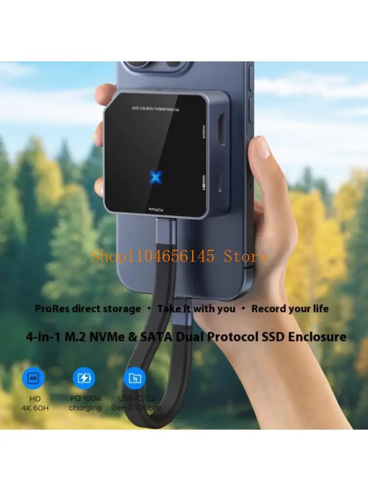 5asd Alloy Glass M.2 2230 SSDs Case Closures 4K HDTV Output USB 3.2 10Gbps Fast Charging Cooling System