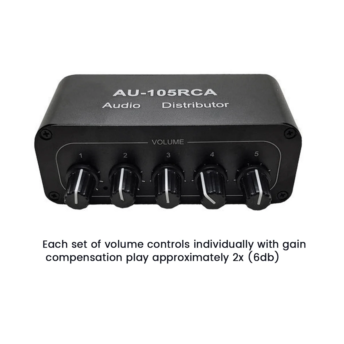 5CH Audio Distributor Stereo Audio Mixer 1 Input 5 Output RCA Splitter for Power Amplifier Active Audio