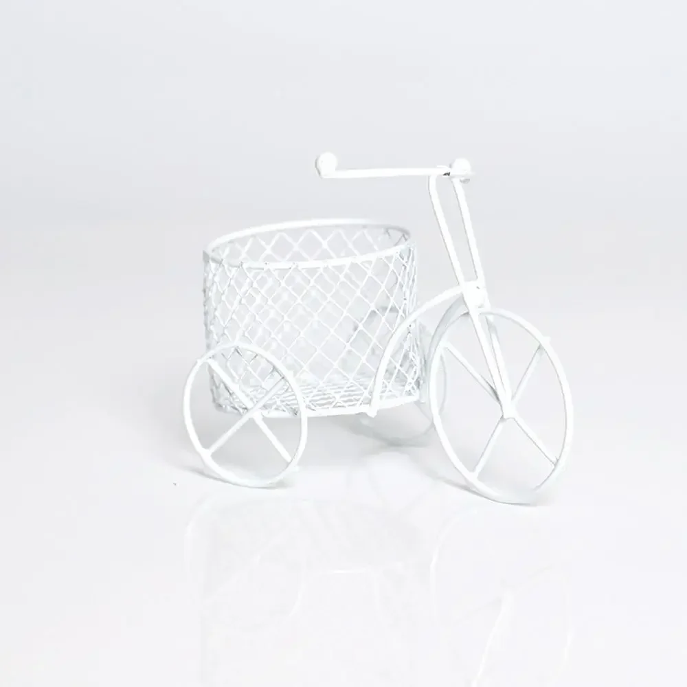 New Mini Ornaments Iron Tricycle Retro Beauty Sponge Storage Jewelry Container Art Decoration Cute Shelves Closet Home Organizer