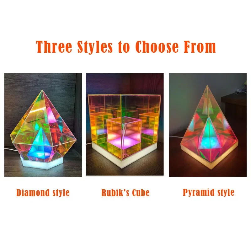 Colorful Pyramid Table Lamp Creative Outdoor Camping Bar Restaurant Desktop Decoration Atmosphere Night Light Bedside Decorate