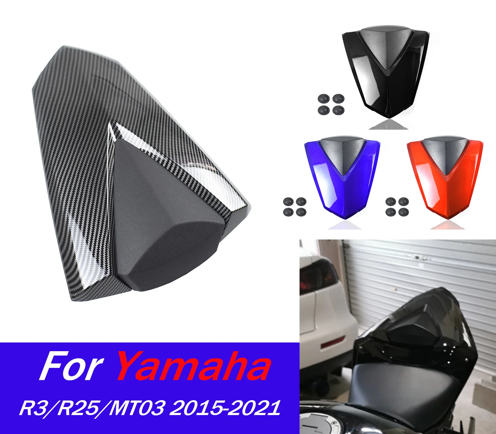 

For YZFR25 YZFR3 Rear Passenger Pillion Seat Cover For Yamaha YZF R3 R25 2015-2023 Motorcycle Fairing Cowl MT03 MT25 Accessories