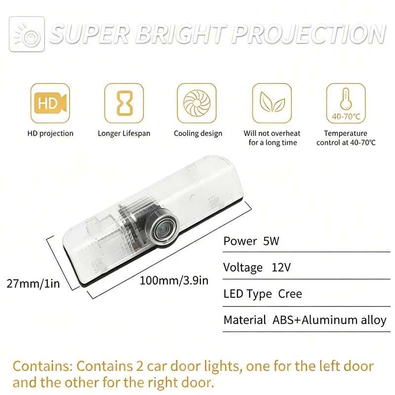 2 Stück LED-Autotür-Willkommenslichter Projektor-Höflichkeitslampe Zubehör für Navara D23 2015-2022 2016 2017 2018 2019 2020 2021 – Detail 5
