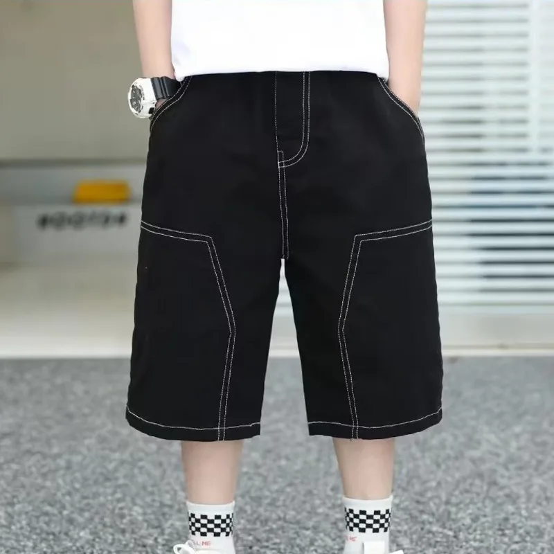 Kinder Kleding Heren Minimalistische Harajuku Trend Capris Sportbroek Ins Luie Nieuwe Casual Stijl Broek Zomer