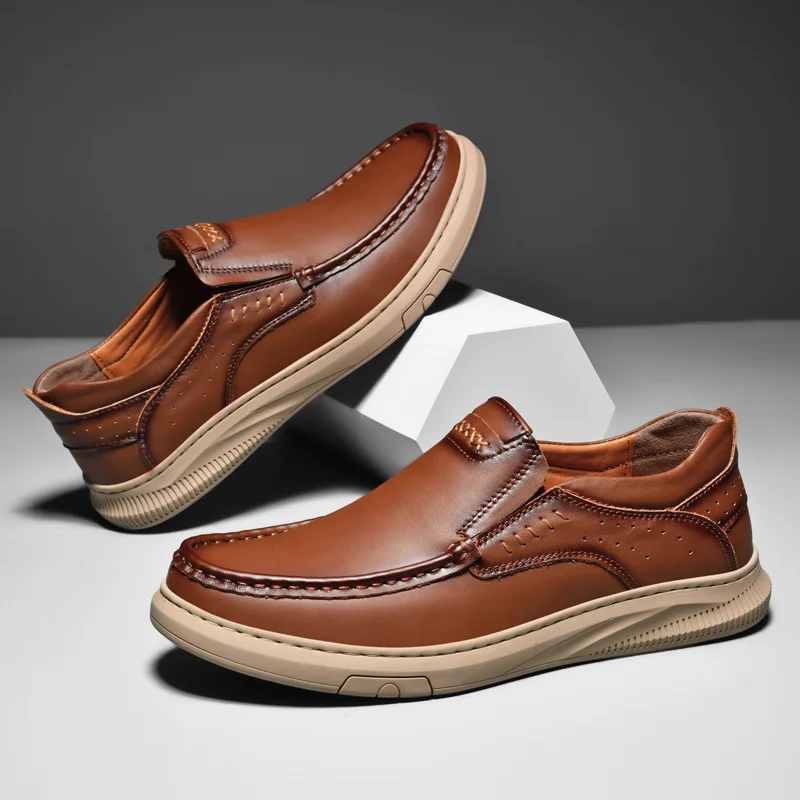 Top layer cowhide casual men\'s shoes for spring/summer 2023 comfortable and soft comfortable leather lazy loafers shoes