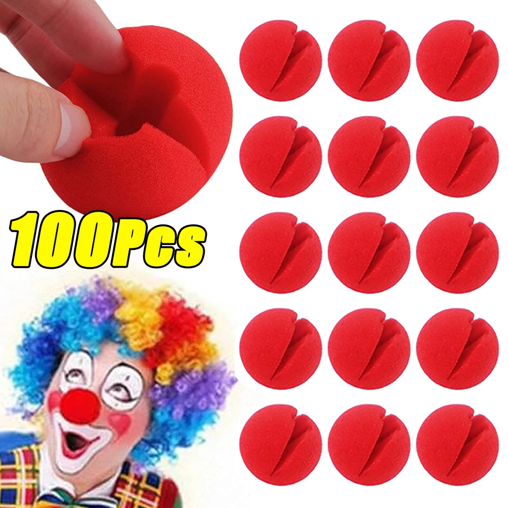 100/1Pcs Red Balls Foam Clown Noses Sponge Cosplay Costume Clown Noses For DIY Home Halloween Christmas Party Decors Supplies