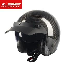 LS2 Retro Motorcycle Helmet 6K Carbon Fiber Half Helmet Glass Fiber Electric Vehicle Helmet LS2 OF601 casco moto motocross helm