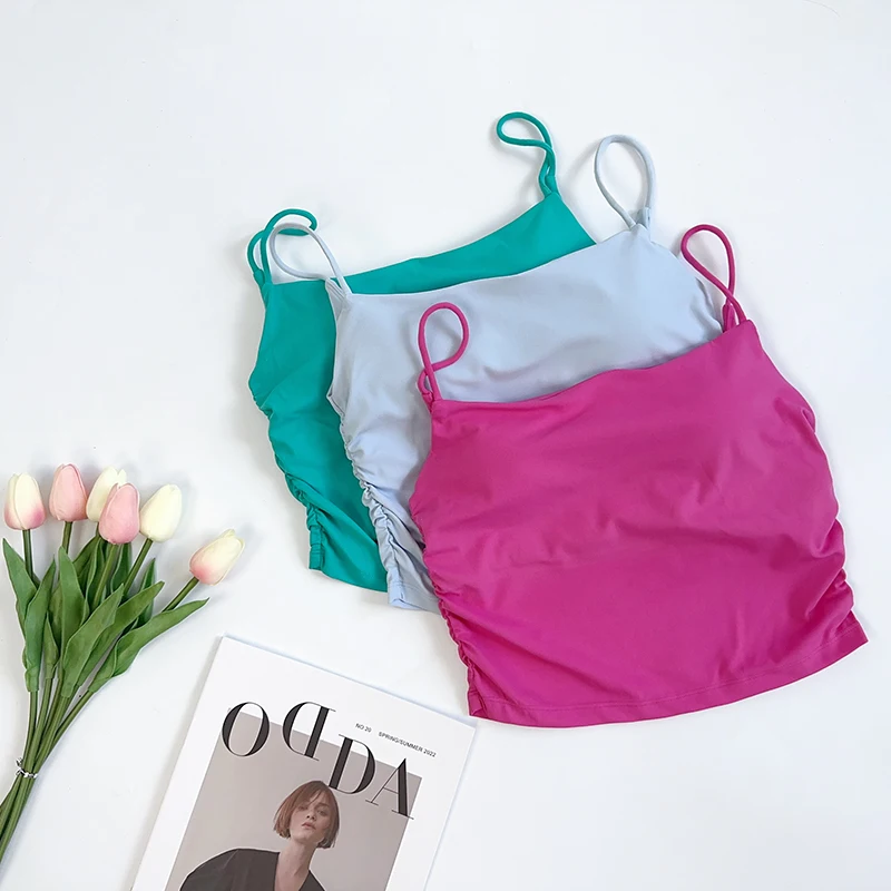 المرأة الصيف سلس مثير بروتيل سترة جميلة الظهر الراحة مبطن Bralette الطيات رقيقة الكتف الأشرطة قمم الملابس الداخلية 👚 👍️ #6