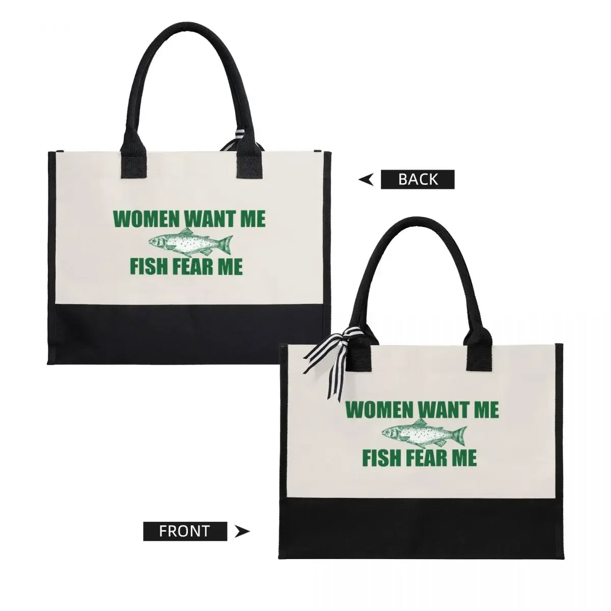 Women Want Me, Fish Fear Me Canvas Bag Shopping Bag Wedding Decoration Travel Wedding Bag best wedding gift