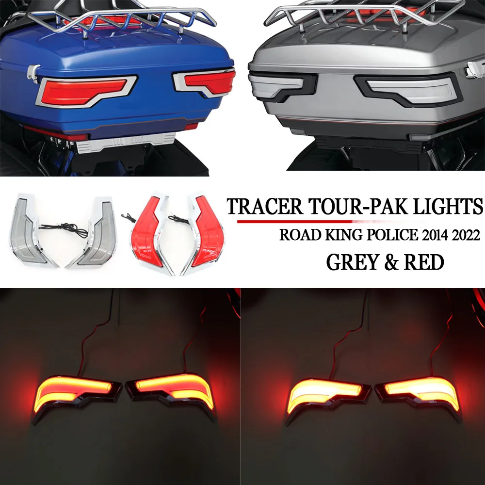 Motorcycle Rear Tour-Pak King Tour Pack LED Brake/Turn/Tail Lamp For Harley Touring Ultra Limited Electra Road Glide 2014-2022