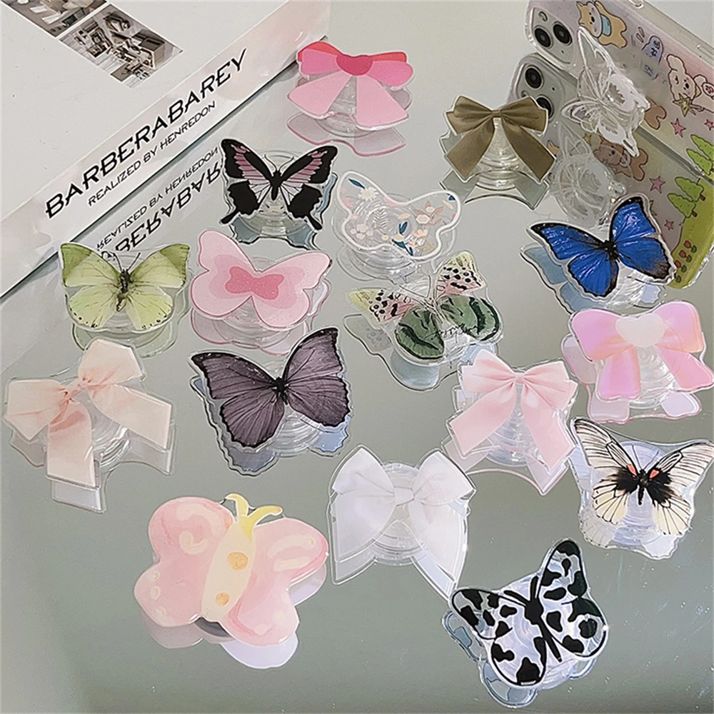 

INS Beauty Butterfly Stand Phone Grip Tok Griptok Holder Ring For Phone Accessories Phone Stand Holder Korean 3D Bracket