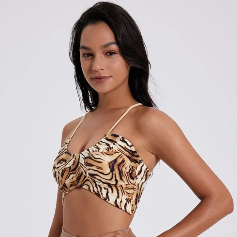 Women's Sexy Yoga Bra Camisole Leopard Print Sports Running Top Bras Breathable Soft Gym Fitness Sportswears