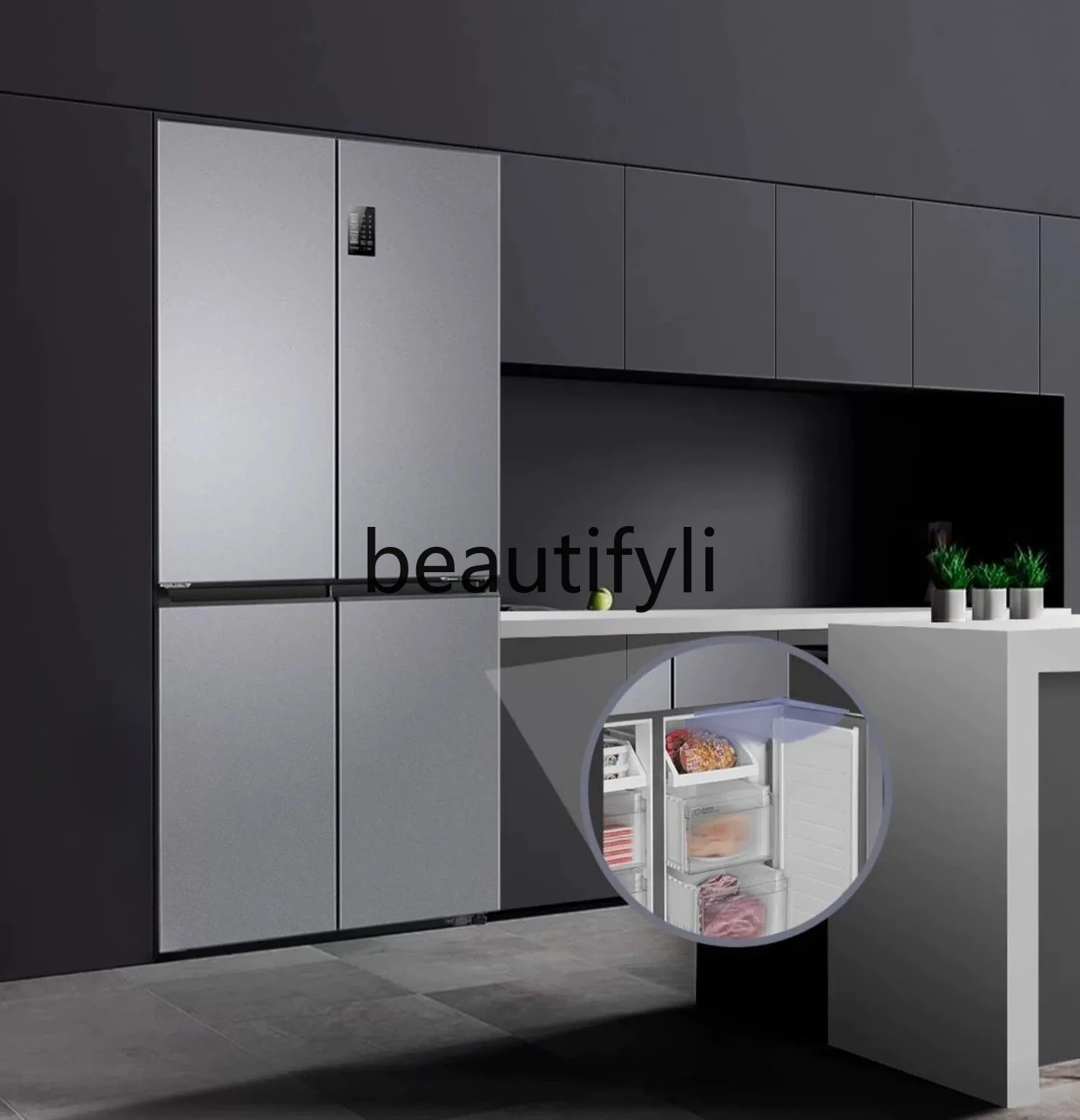 Cross Door Four Door First Class Large Capacity Air Cooling Frost Free Ultra Thin Embedded Electric Refrigerator