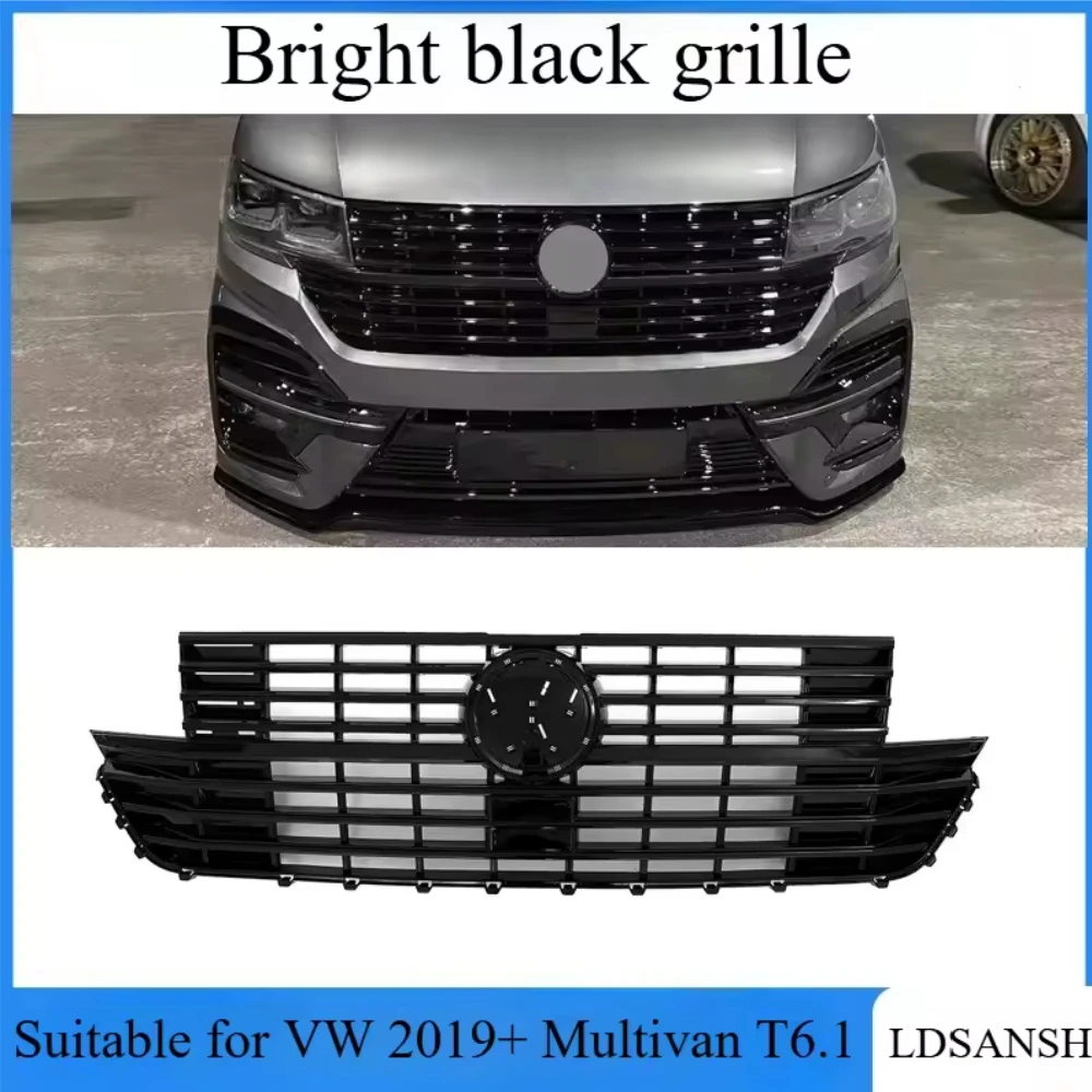 

Фара для VW Caravelle T5/T6/T6.1 2010-2025, глянцевая черная передняя решетка, полностью черная центральная сетка, модифицированная