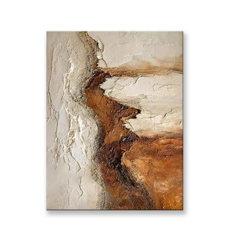 Nordic Poster For Home Decoration Yellow Texture Picture Handmade Oil Painting On Canvas Hanging Mural For Living Room Bedroom