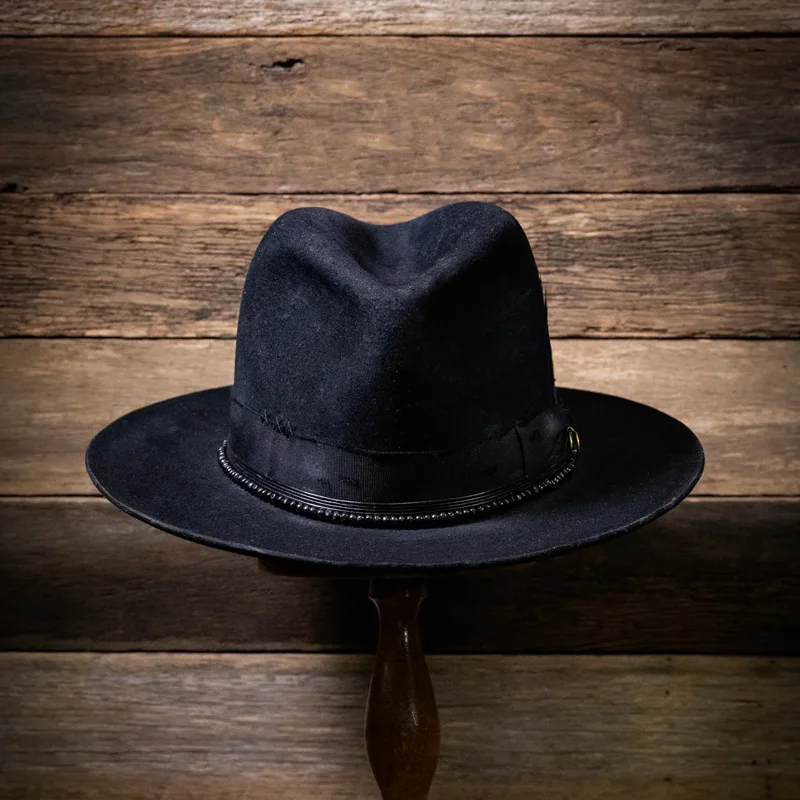 Black Wool Hat with Ribbon, Solid Color Pure Wool Fedora, Versatile and Stylish Unisex Jazz Hat