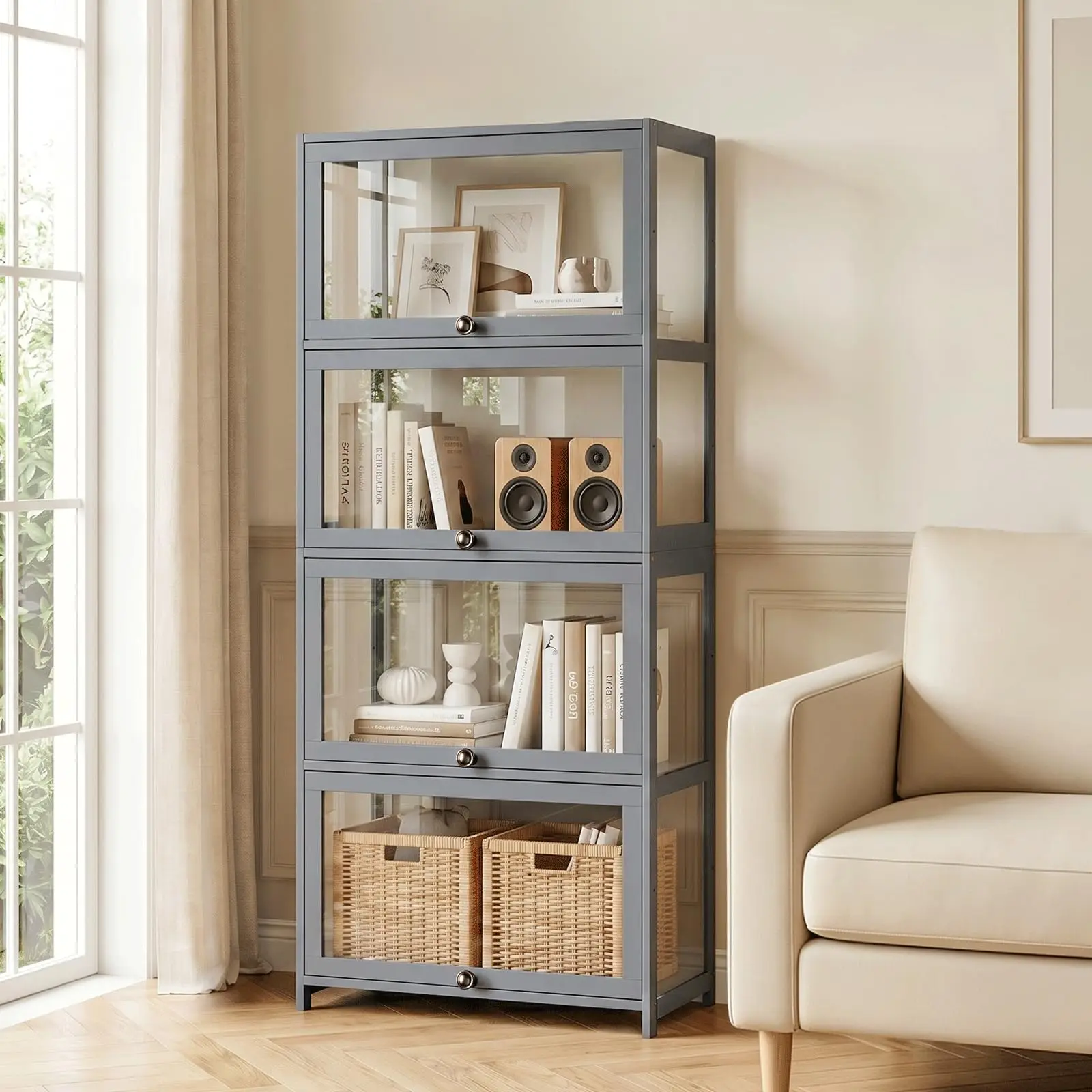 4-Tier Clear Display Cabinet, 55.5