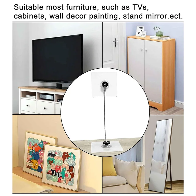 

【Flash Deal】Stainless Steel Furniture Straps For Baby Proofing, No-Drill Furniture Anchors Earthquake Straps TV Safety Straps,6P