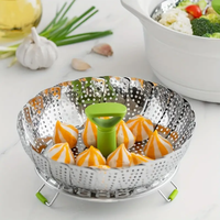 Folding Dish Steam Stainless Steel Food Steamer Basket Fruit Vegetable Cooker Multi-Function Meat Steaming Tray Kitchen Tools