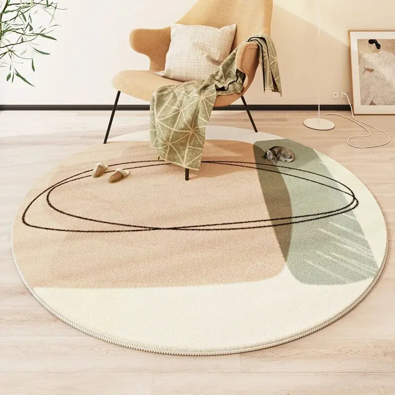 

VIKAMA Modern Style Round Living Room Carpet Children's Room Bedroom Crawling Mat Warm Bed Blanket Thick Washable Mat