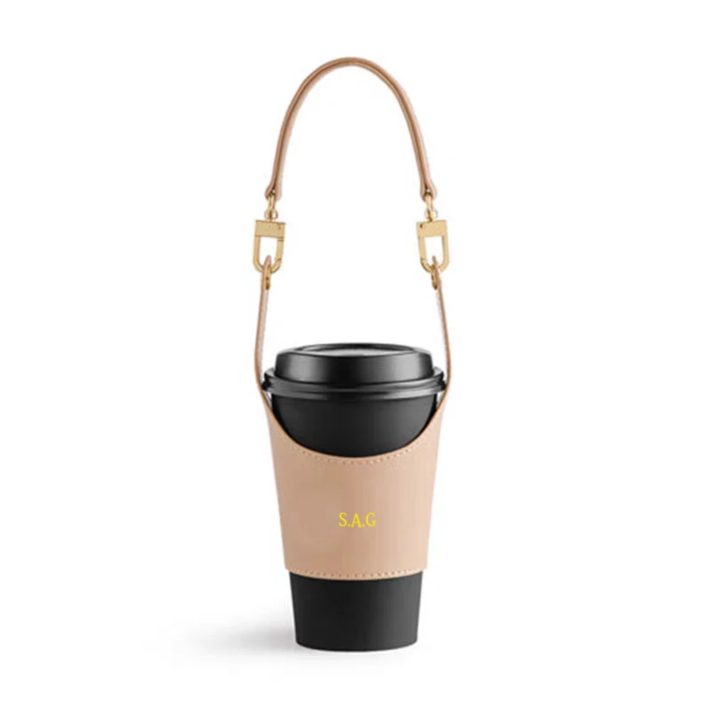 Tragbare benutzerdefinierte Name Mode Getränkehalter Mode Vintage PU Leder Kaffee Milch Tee Tasse Tasche personalisieren Buchstaben Wasserflasche Tasche – Detail 6