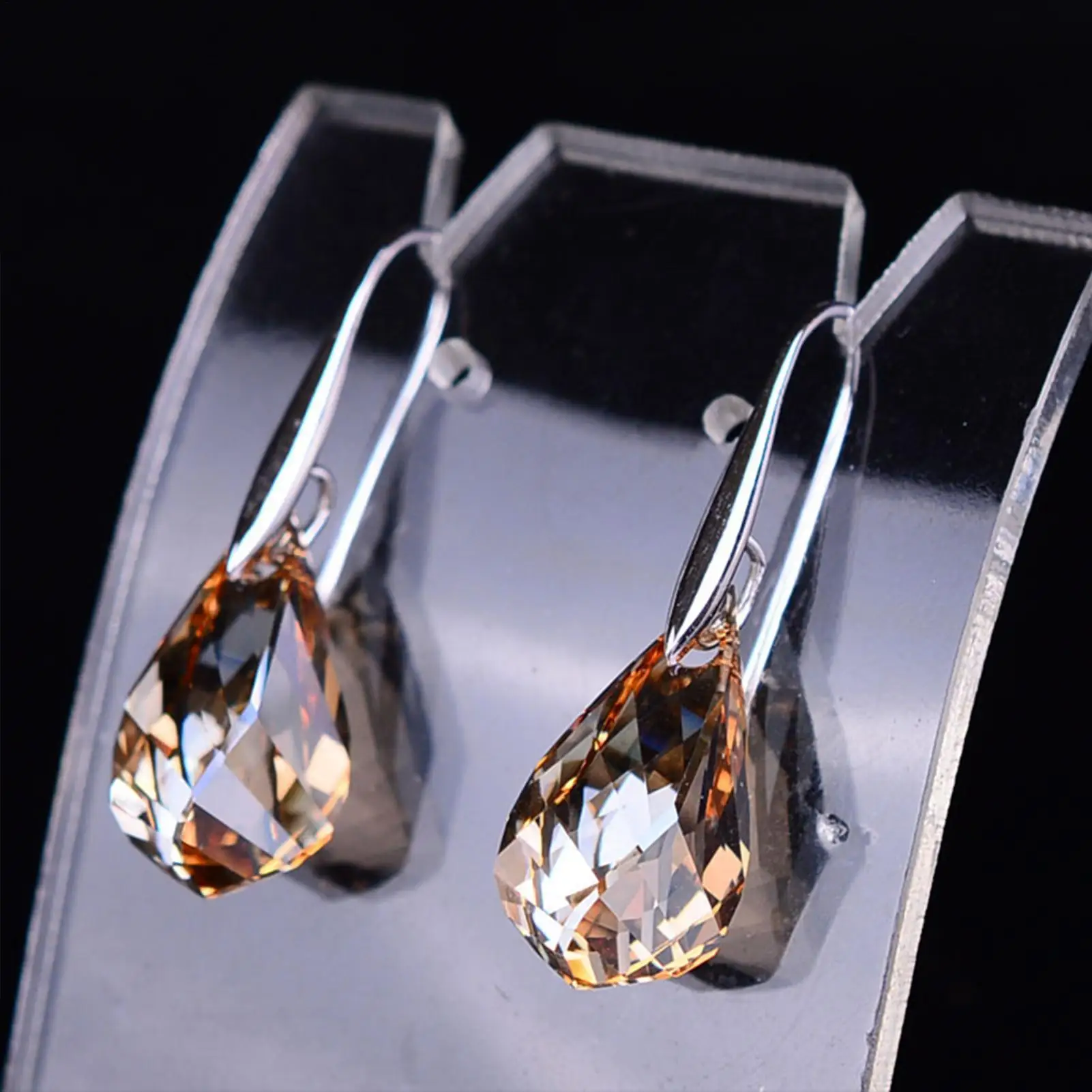 1Pair Lymphatic Earrings Slimming Magnetic Weight Loss Earrings Sparkly Rhinestone Dangle QuartzStone Lymphatic Drain Earrings