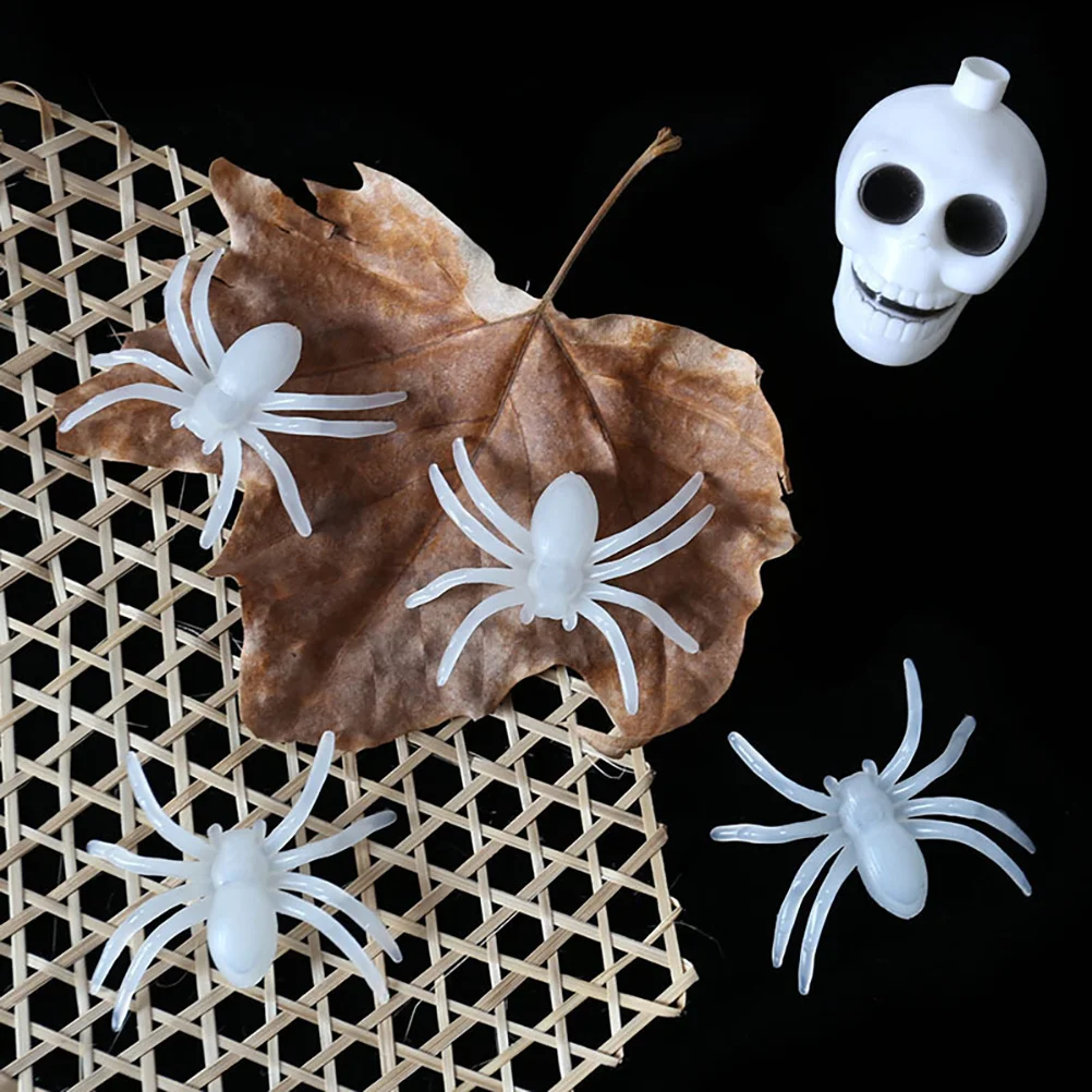 1 conjunto de aranhas com brilho noturno, decorações de halloween, adesivos de parede luminosos duráveis, estilo de cor aleatória, aranhas falsas, decorações de halloween