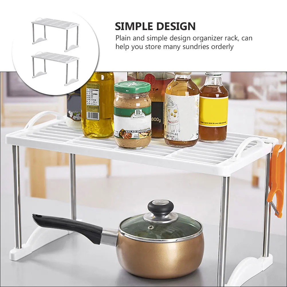 

2Pcs Kitchen Storage Stand Multifunctional Stackable Floor Shelf White Bathroom Organizer Rack Convenient Storage Shelf
