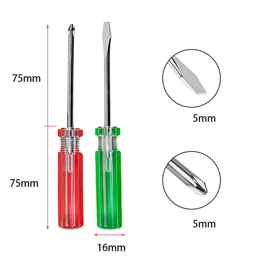 2 Pcs Slotted Cross Screwdrivers 3/5/6mm Head 75/100mm For Screws Remover Opening Mobile Phone Repairing Hand Manual Tools