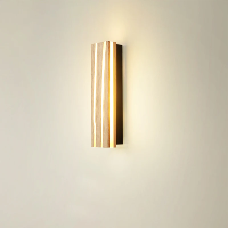 Nordic LED Wooden Wall Sconce Fixture Indoor Wall Mounted Lamp Up and Down Wall Lamp for Bedroom Living Room Bathroom Decoration image 4