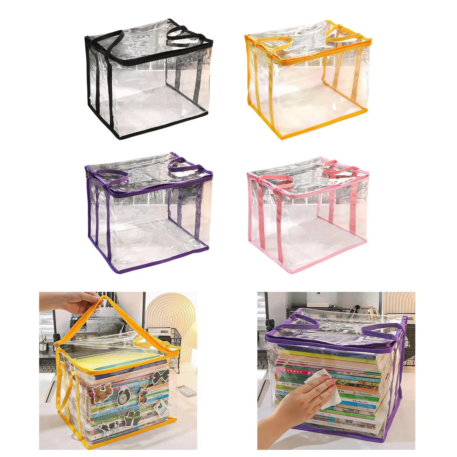 Book Storage Organizer Protection Protector PVC Study Supplies Easy Maintenance Clear File Storage Box Student Book Dust Bag