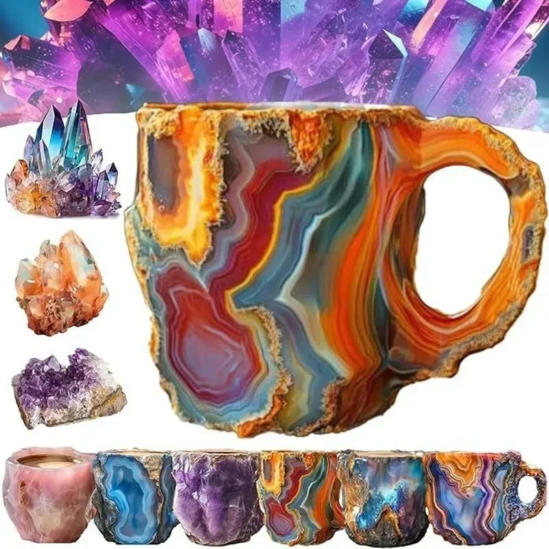 Imitation Mineral Crystal Coffee Mug 3D Agate Decorative Cup Large Capacity Beer Water Mug Tea Cup Christmas Gift Table Decor