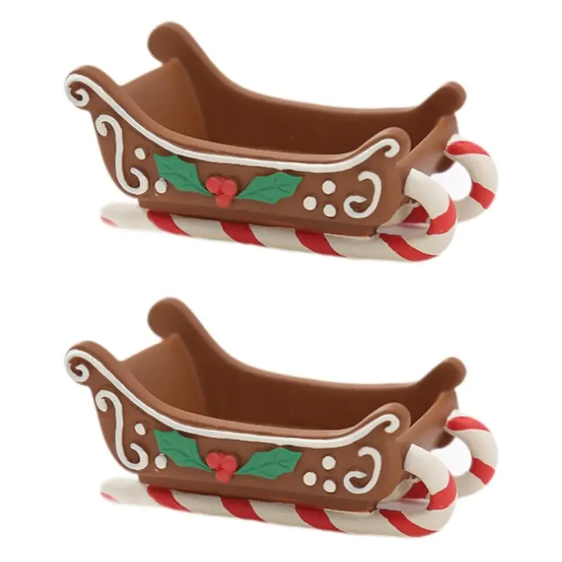 NEW HOT In Stock-Resin For Shelf Decoration 2 Pack Christmas Sleigh Sculpture Tabletop For Home Holiday