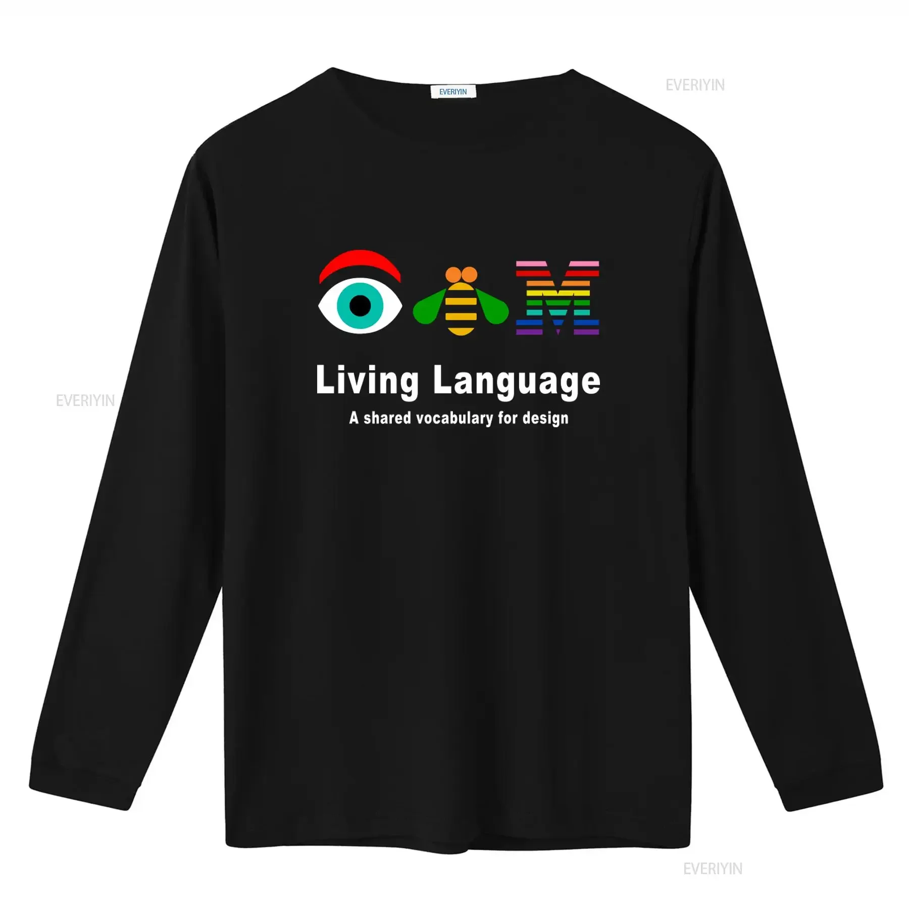 Living Language T Shirt for Men and Women Unique Design with Eye Bee M Motif Perfect Fashion Forward Individuals vintage
