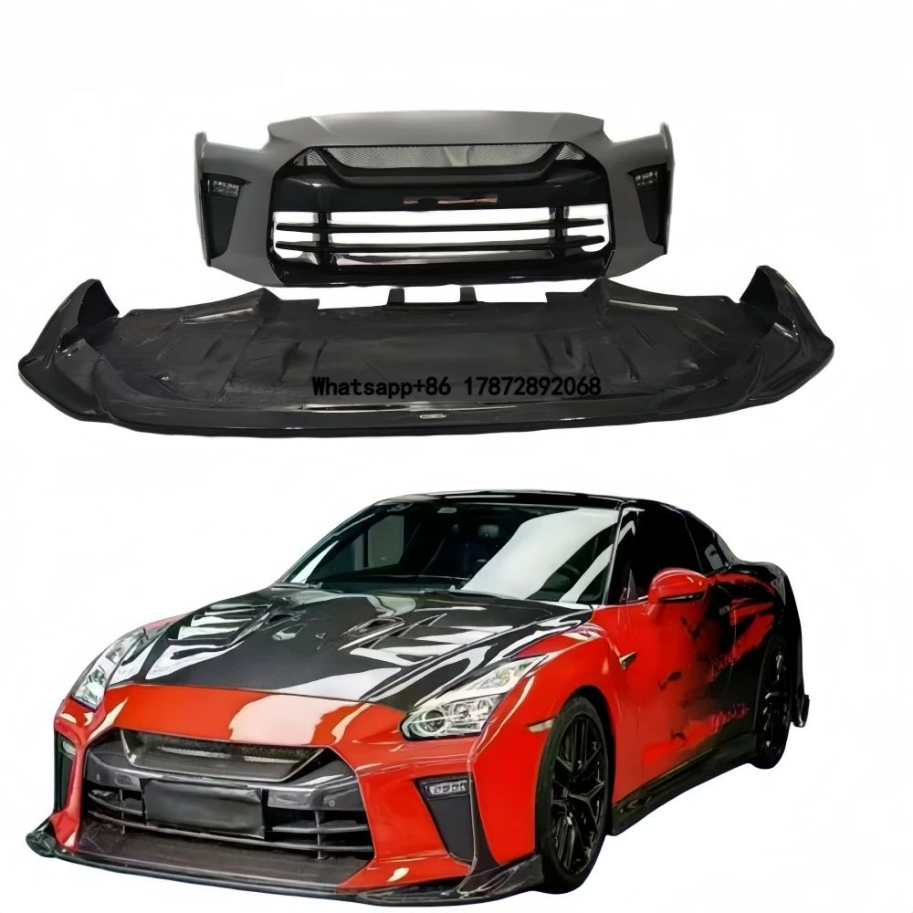 TopSecret Style Plastic Front Bumper Replacement for R35 GTR Body Kit-Black