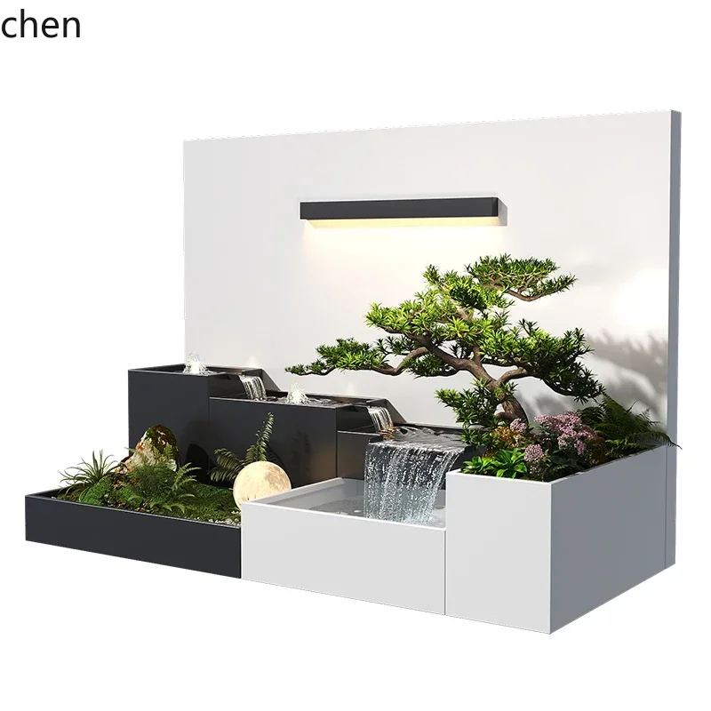 y8-Outdoor Stainless Steel Finished Water Feature Flowing Water Wall Water Curtain Wall Courtyard Fish Pond Landscaping
