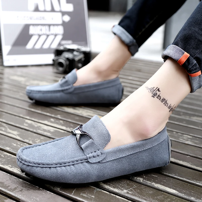 

Brand Cow Suede Plus Size Men Shoes High-quality New Hand Sewn Casual Leather Shoes Fashionable Slip-on Comfortable Man Loafers