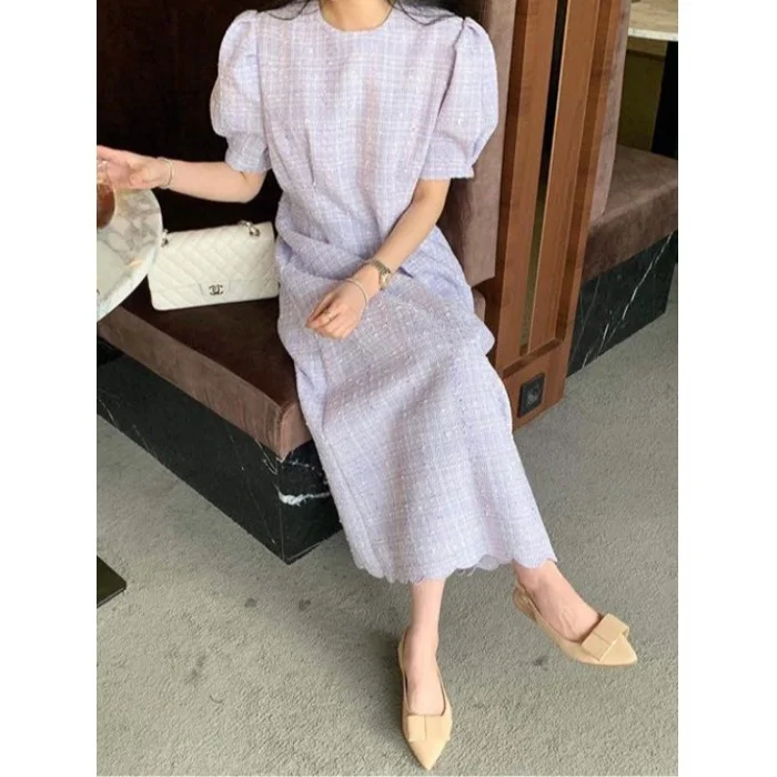 

Dongda Gate 2023 New Spring ort Sve Embroidered Pure Color Dr Wave Sle Korean Faion Women's Clothing